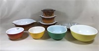4 Pyrex Mixing Bowls & 5 Other Pyrex Dishes