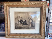 “The Gleaners” Printed on linen, w/ matted frame