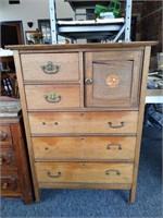 Antique Wood Dresser 33" x 18" x 46" on Casters