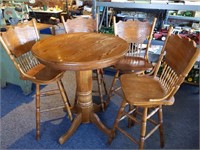 Bar Table 36" x 41" with (4) Swivel Chairs