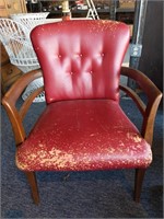 Red Upholstered Chair (red is peeling off) (no