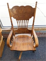 Wood Rolling Office Chair 19.5" x 42.5"