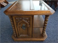 End Table with Partial Glass Top 27" x 25" x