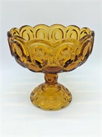 8"x8" Amber Glass Compote