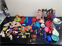 Lot of doll clothing accessories & shoes