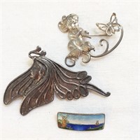 3 Vintage Sterling / .925 Silver Brooches