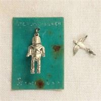 Sterling Astronaut & Bird Charms