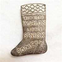 NY World's Little St Nick Society Pin Circa 1900