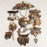 8 Nature Dangle Brooches