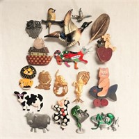 Critters Pins: Birds Bear Cats Frogs Cows & Lions