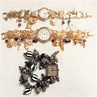 3 Bracelet Style Wristwatches - Cats Cupids Sea