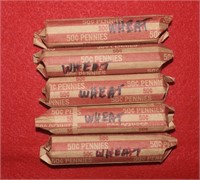 Five Rolls of Wheat Pennies