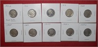 (10) Buffalo Nickels 1915-D to 1925-D Mix