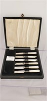 6 Boxed Cromwell Sheffield Sterling Fruit Knives