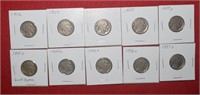 (10) Buffalo Nickels 1926 to 1937-D Mix