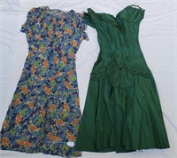 2 Ladies 1940's Vintage Dresses Clothing