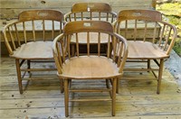 4 Vintage Matching Oak Office Arm Chairs