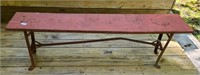 Antique Red Painted Metal Industrial Bench
