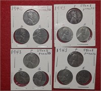 Four Sets of Steel Pennies P-D-S Mints