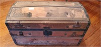 Antique Wood Trunk with Tray Original