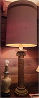 Vintage Tall Column Lamp & Carved Lamp
