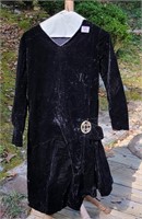 1920's Black Velvet Vintage Ladies Dress