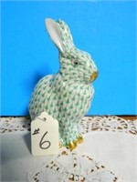 Herend Sitting Rabbit, Green, 5 3/4" T