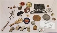 Antique Lot of Jewelry Pins Costume Silver Gold