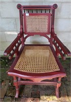 Antique Victorian Gothic Red Painted Side Chair