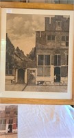 Antique Etching of Vermeer The Little Street