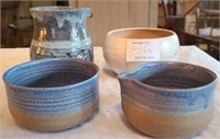 Studio Pottery Stoneware Creamer Sugar LOT