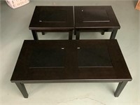 3 piece table set with glass inserts