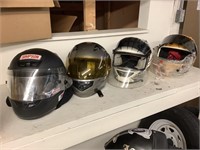 4 motorcycle helmets