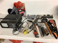 Assorted tools and radio