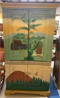 Handpainted country storage cabinet, armoire