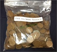 Wheat pennies, bag with over 500 wheat