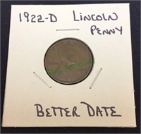 1922D Lincoln cent, better date.(1178)
