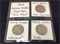 1924 buffalo nickel year set, big value.(1178)