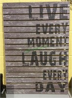 Wooden wall hanger, live every moment laugh every
