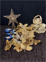 GOLD! Star Topper, Butterfly & Bird Ornaments,
