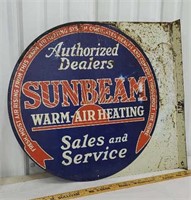 2-sided Sunbeam warm air heating flange sign