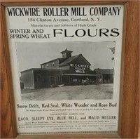 Framed advertisement for Wickwire roller mills