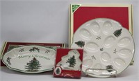 (3) Spode Christmas pcs - egg plate, tray &