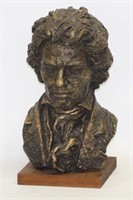 Bust of musician, possibly Beethoven, 13.5" high,