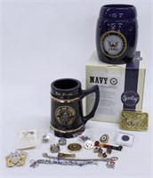 Military lot including US Navy items, Marines, Air