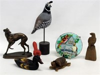 Birds, greyhound, turtle box, & suncatcher