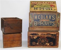 (5) wooden crates - Medlar's Biscuits, Keebler