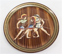 Greek motif redware type plate, 13" diameter