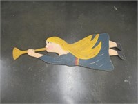 48" Wall Plaque, woman with horn