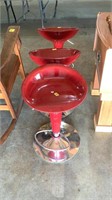 3 red bar stools